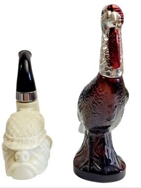 Lot Of Two Vintage Avon Bottles Wild Turkey & Sherlock Homes Bulldog Pipe